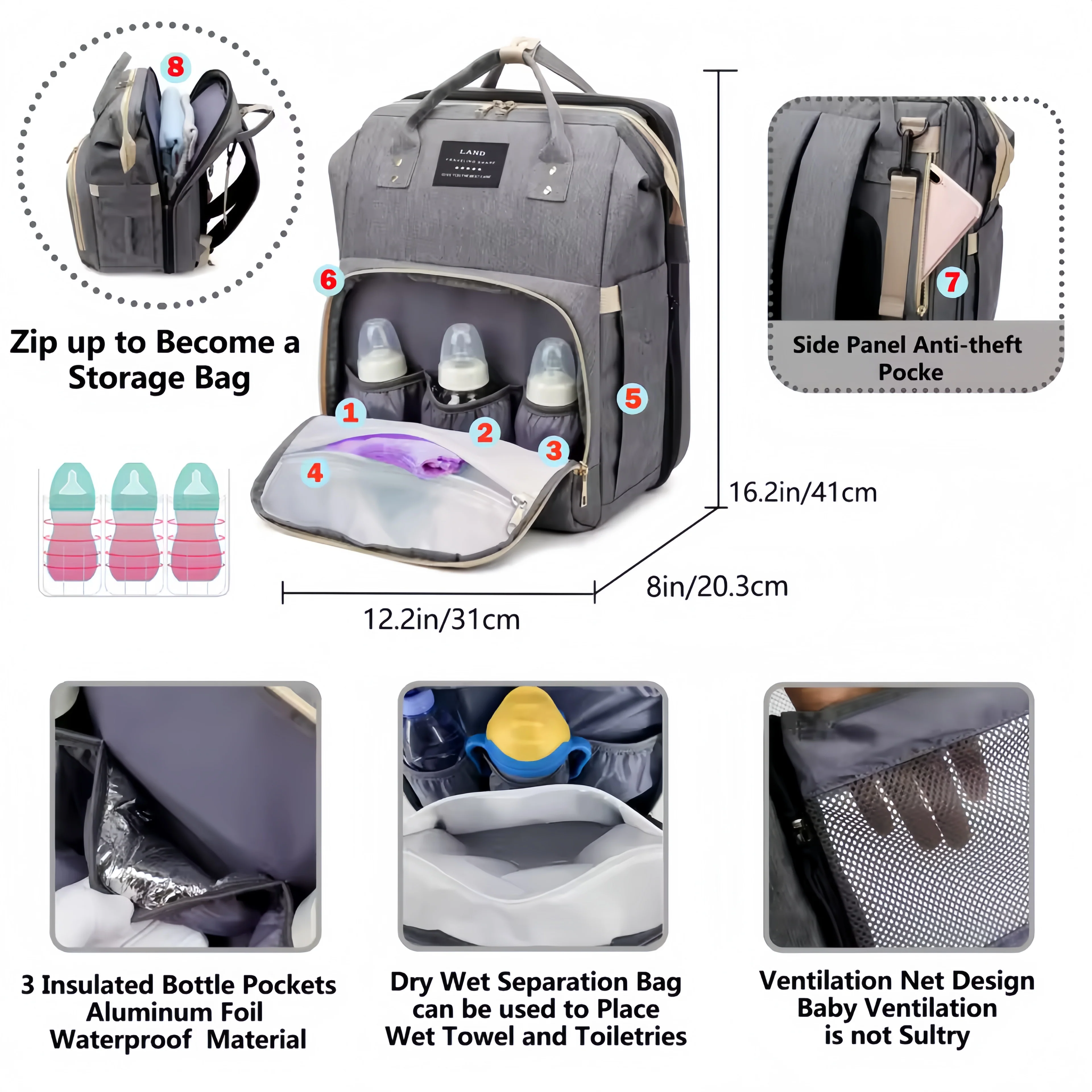 The All-in-One Diaper Bag & Portable Baby Bed - Image 5